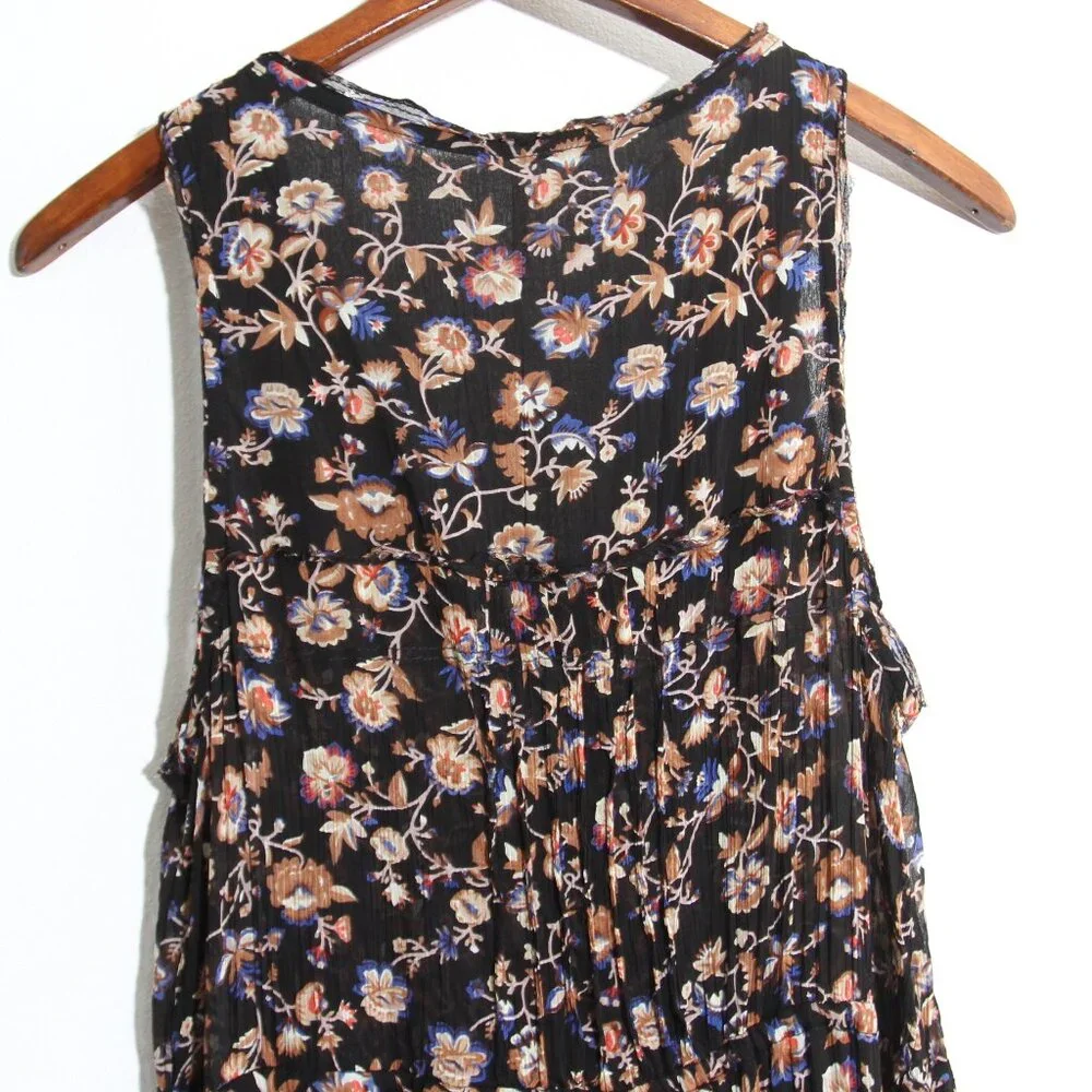 NWT Free People Samara Floral Tapered Jumpsuit Button Front Sleeveless Sz Small